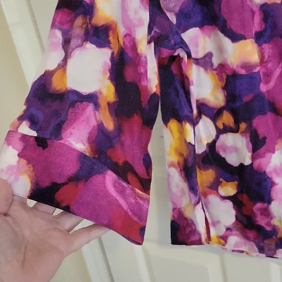 Westbount woman Sz1X 100% cotton Multicolor Floral 3/4 sleeve Button-Down Shirt - Picture 3 of 5